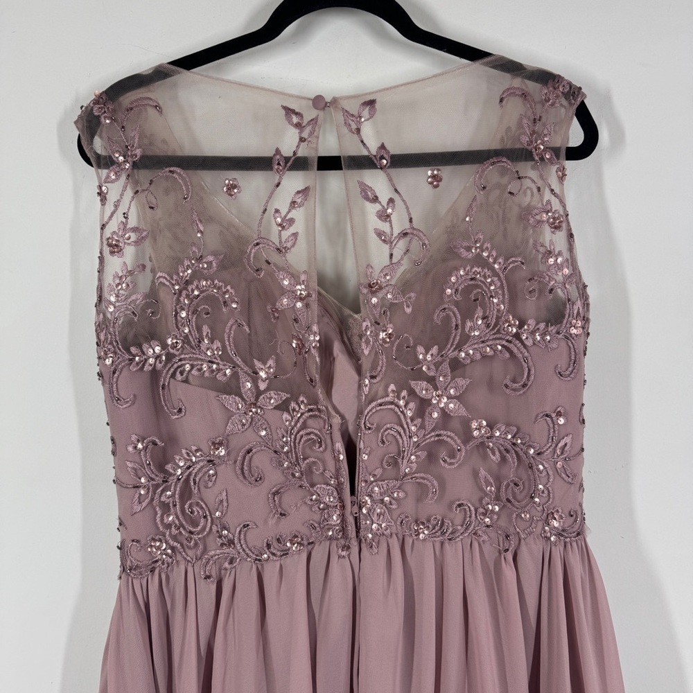 Morilee Madeline Gardner Mauve Beaded Chiffon Formal Maxi Dress Bridesmaid Gown - Picture 9 of 16